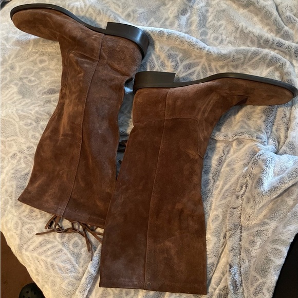 New without box-Coach Arianna Mid-Calf Brown Fringed Suede Boots Sz 8 Made Italy - Picture 3 of 8